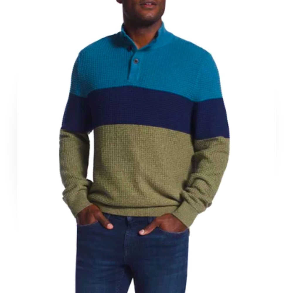 Chaps NEW Men’s Color Block Stripe Mock Neck Sweater Size Large NWT